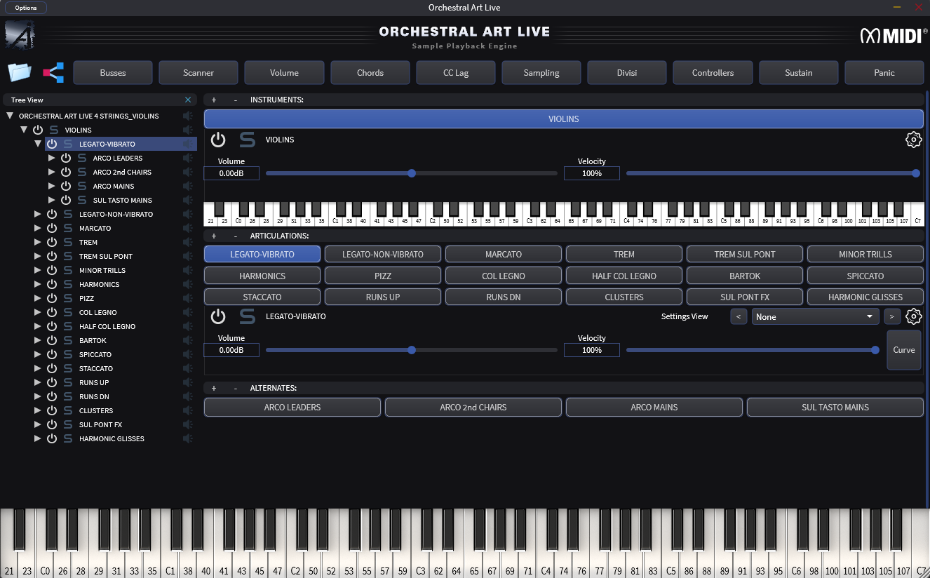 Orchestral Art Live interface